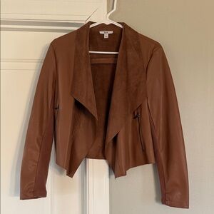 bar III Women’s Faux Brown Leather Jacket